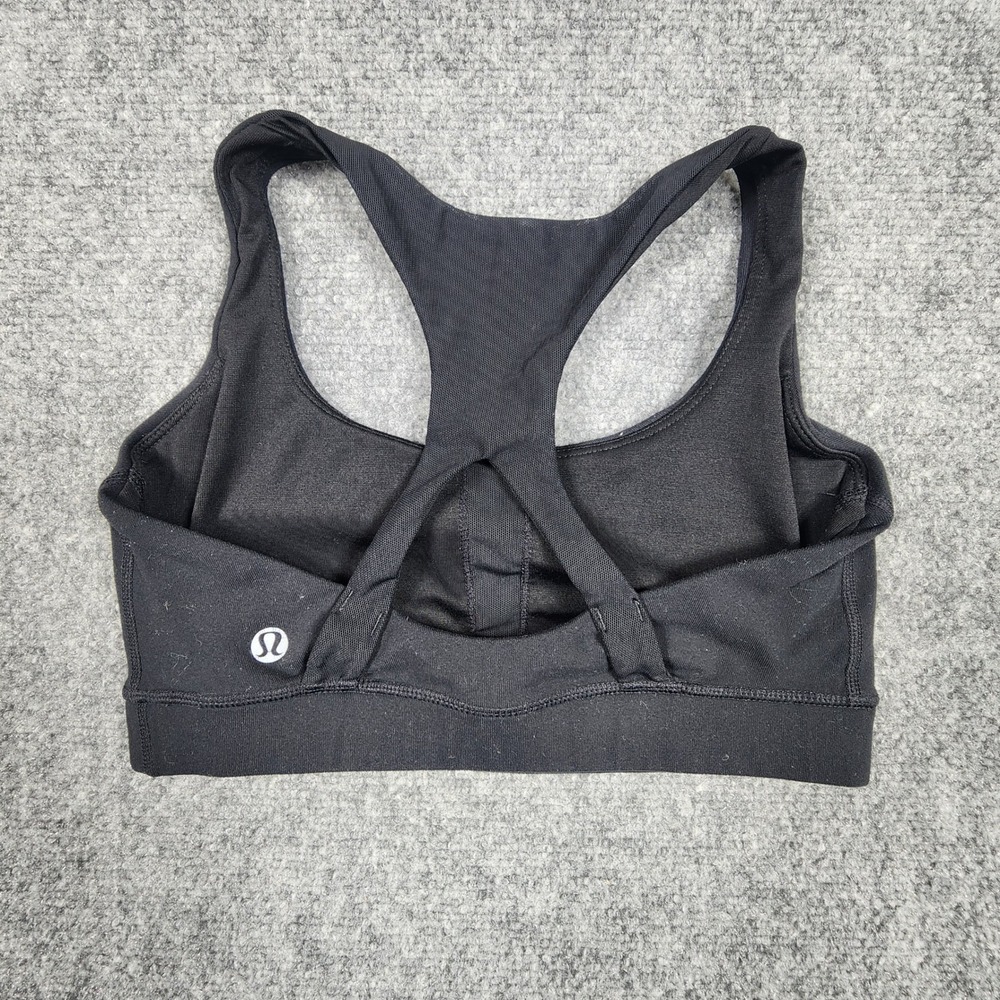 Lululemon Black Racerback Sports Bra Medium Impact Activewear Women Size 4